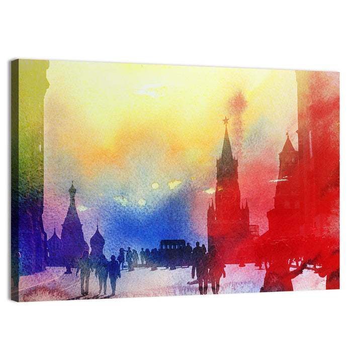 Colorful Moscow Kremlin at Dusk Wall Art as a canvas print