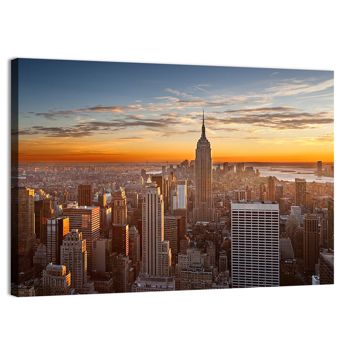 Manhattan Sunset with Empire State Wall Art as a canvas print