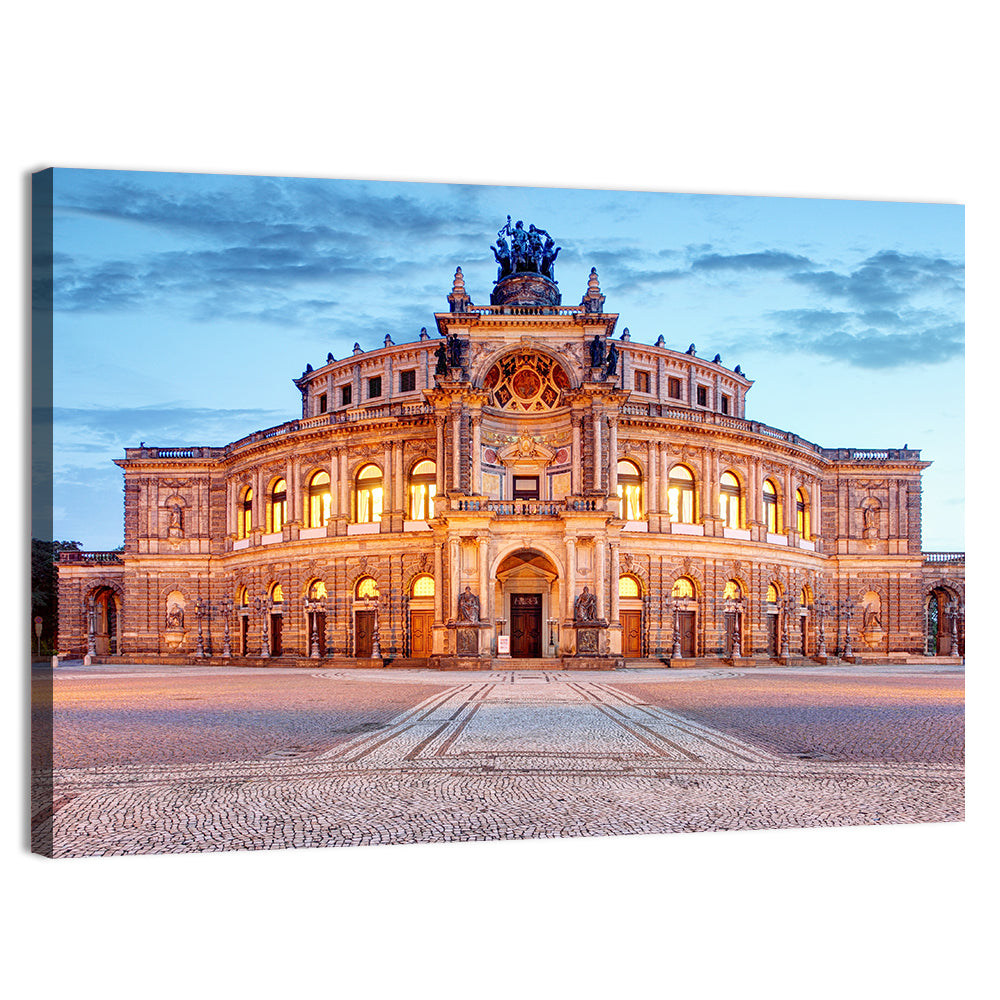 Semperoper Dresden at Twilight Wall Art, canvas print, landscape