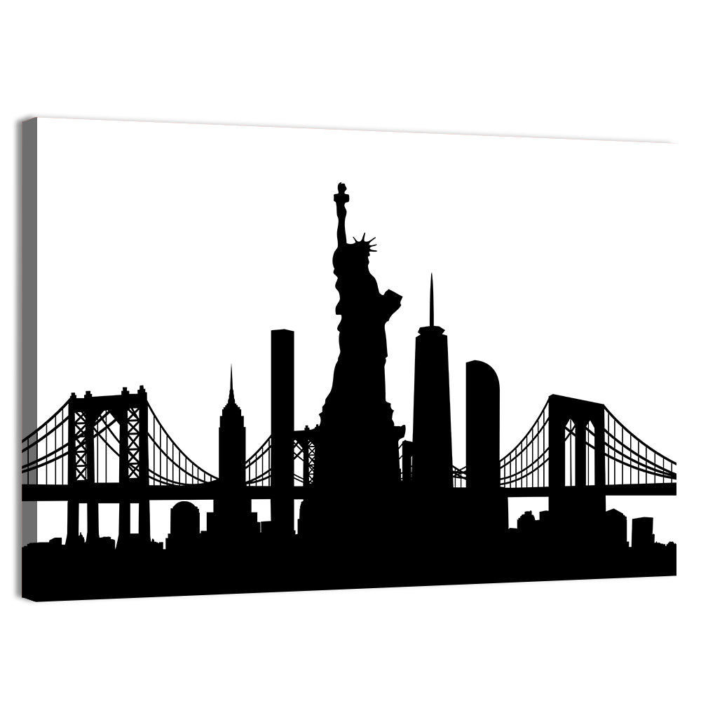New York City Skyline Silhouette Wall Art, canvas print, landscape