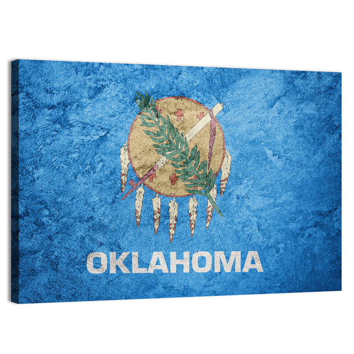 Grunge Oklahoma Flag Wall Art as a canvas print