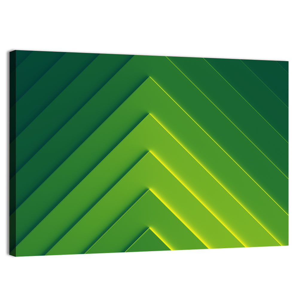 Green Chevron Geometric Abstract Wall Art, canvas print, landscape