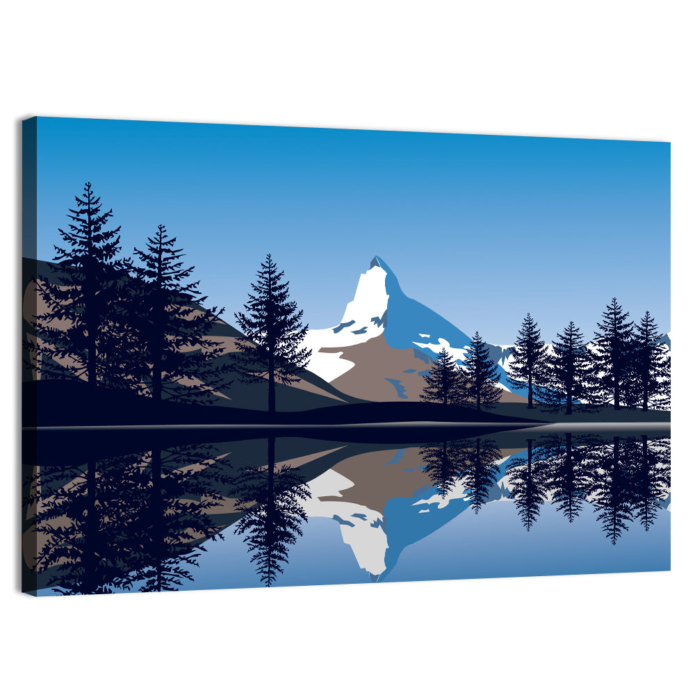 Alpine Lake Under the Matterhorn Wall Art, canvas print, landscape