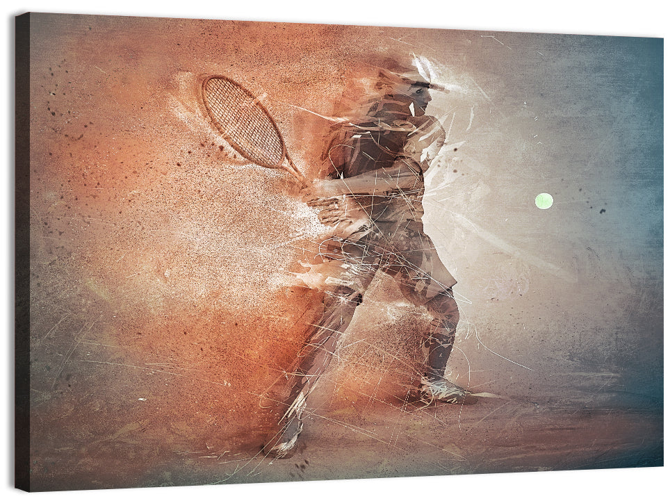 Tennis Player in Motion Wall Art, canvas print, landscape