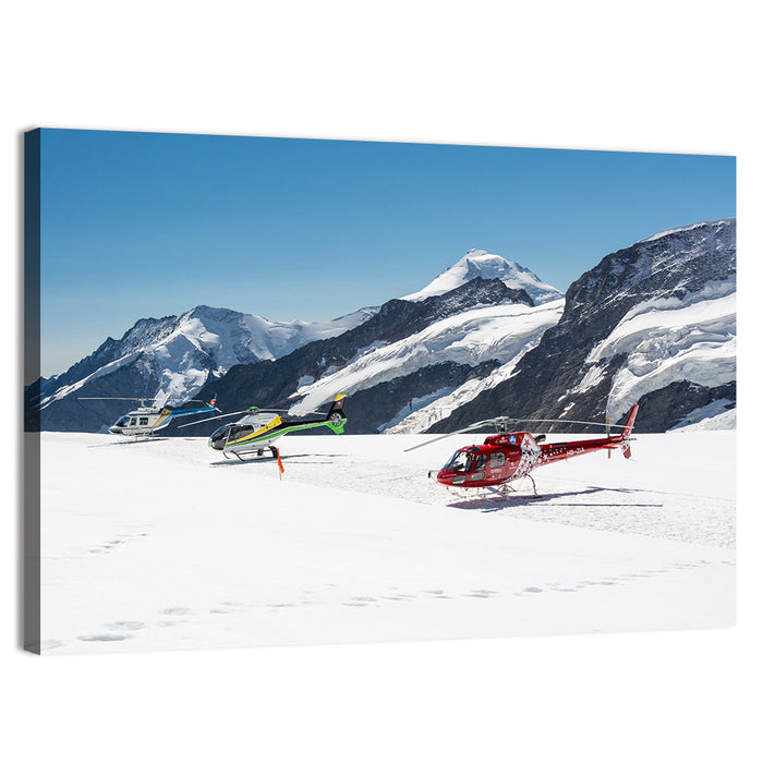 Sightseeing Helicopters on Aletsch Glacier Wall Art as a canvas print