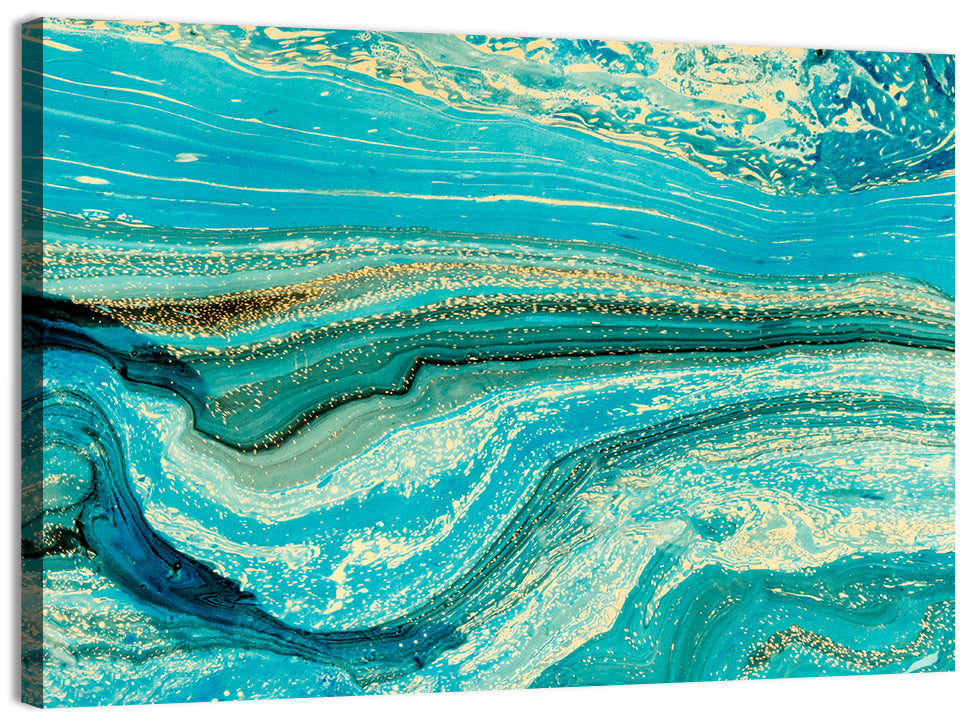 Teal Marble Waves Wall Art, canvas print, landscape