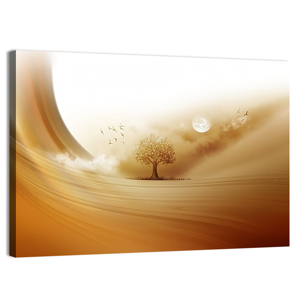 Moonlit Desert Tree Wall Art, canvas print, landscape
