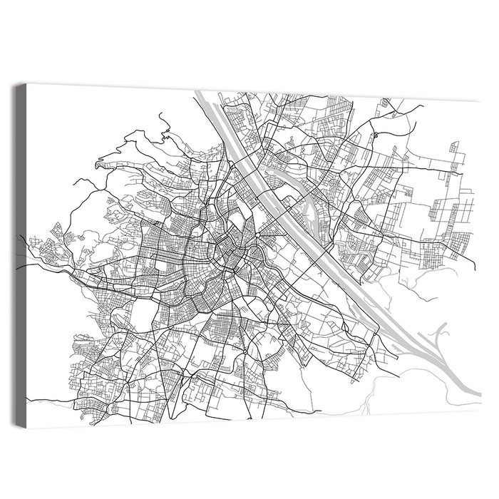 Vienna City Map Wall Art as a canvas print