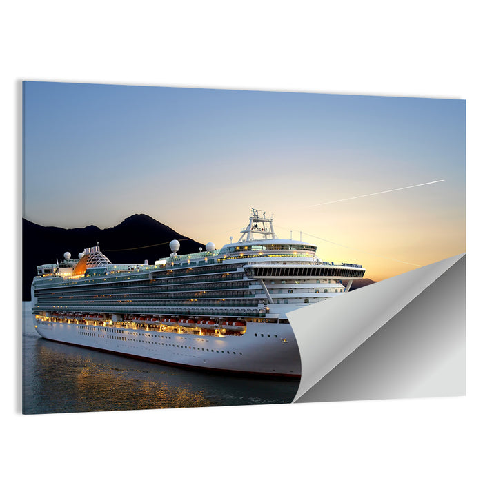 Cruise Ship at Sunset Wall Art as a poster print