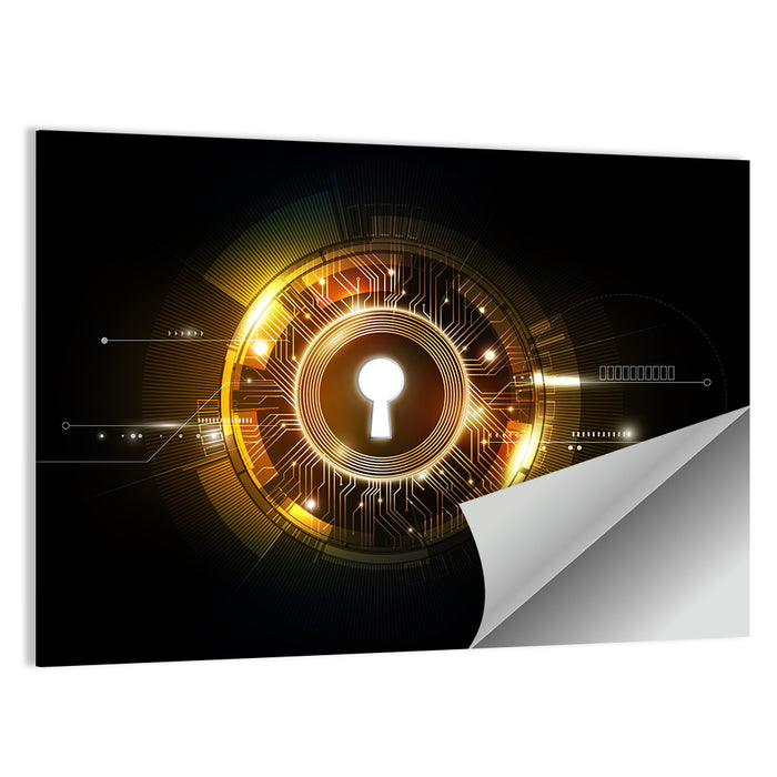 Glowing Keyhole Tech Abstract Wall Art as a poster print
