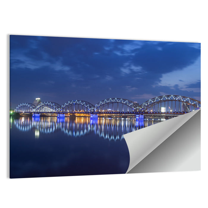Riga Railway Bridge at Night Wall Art as a poster print