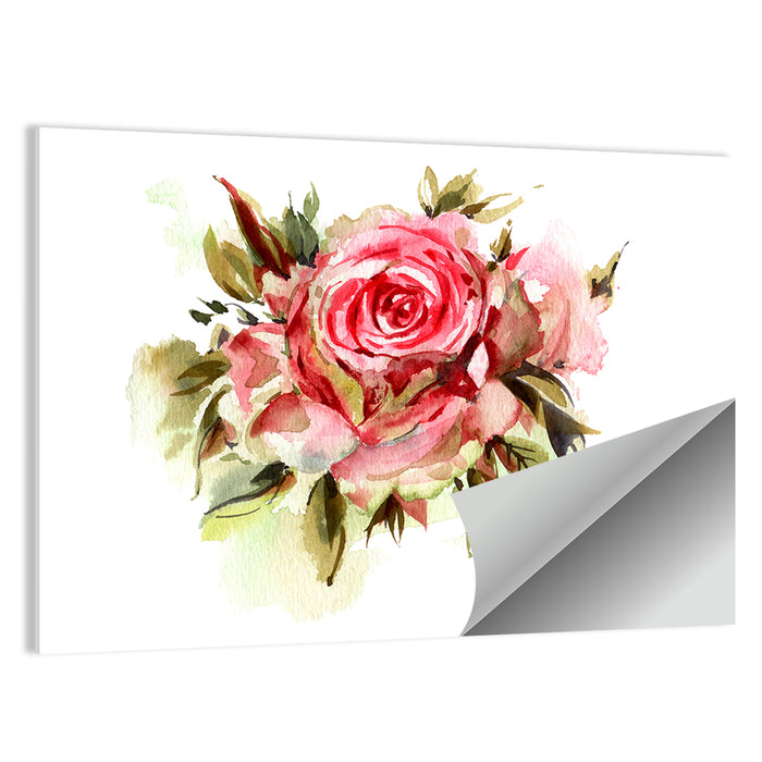 Single Bloom Rose Watercolor Wall Art as a poster print