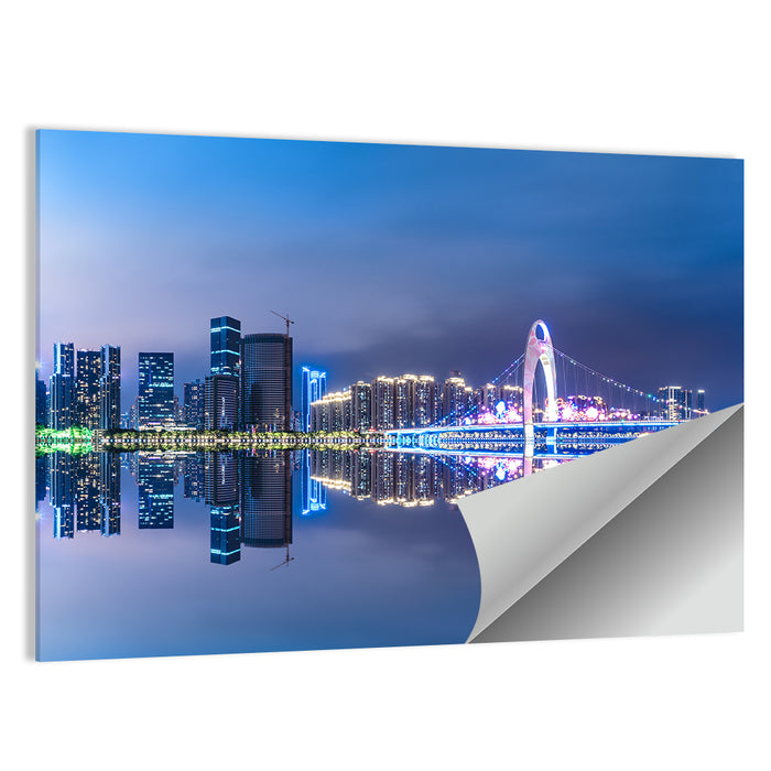 Guangzhou Skyline at Liede Bridge Wall Art as a poster print