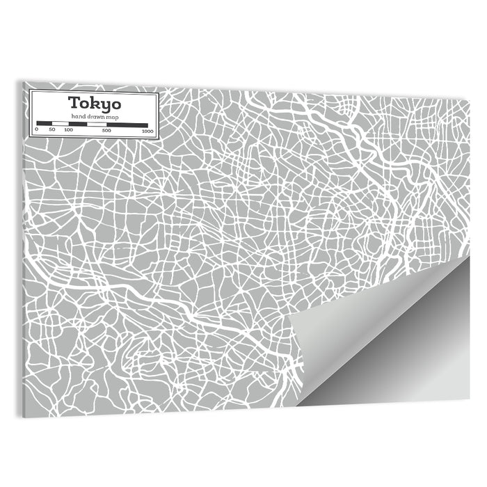 Tokyo Street Grid Map Wall Art as a poster print