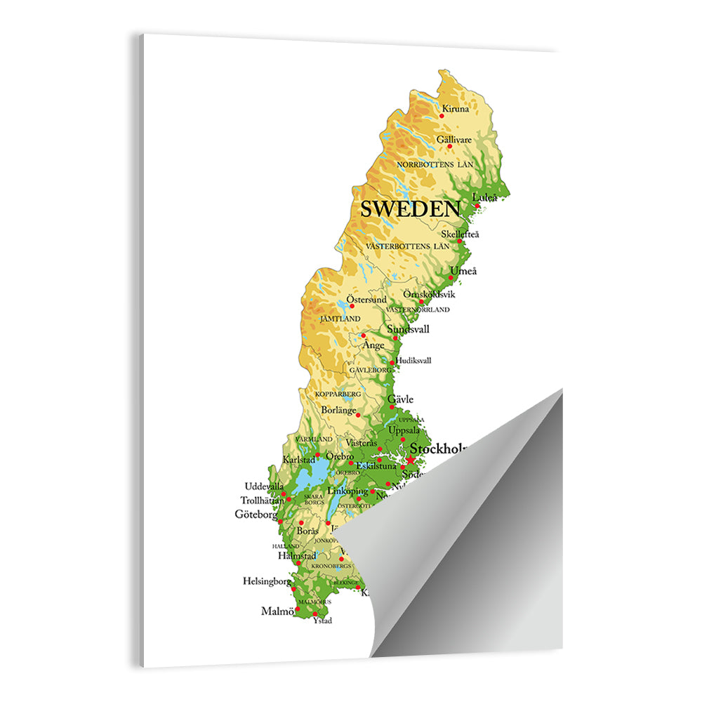 Sweden Relief Map Wall Art