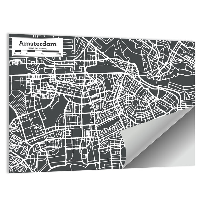 Amsterdam Canal Map Wall Art as a poster print