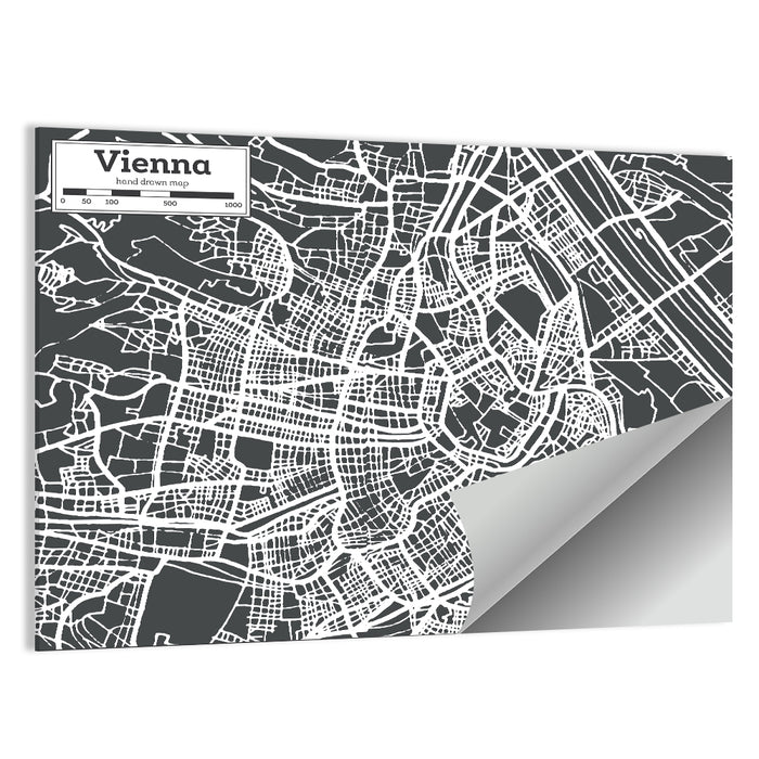 Vienna Street Map Wall Art as a poster print