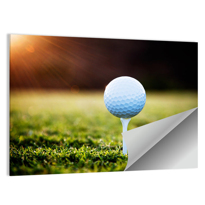 Golf Ball on Tee at Sunset Wall Art as a poster print