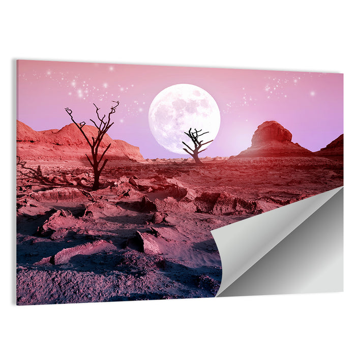 Desert Moon with Silhouetted Trees Wall Art as a poster print