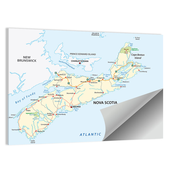 Nova Scotia Nautical Map Wall Art as a poster print
