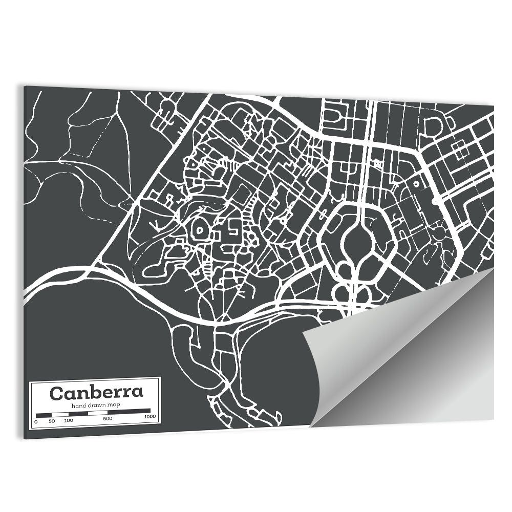 Canberra City Map Wall Art