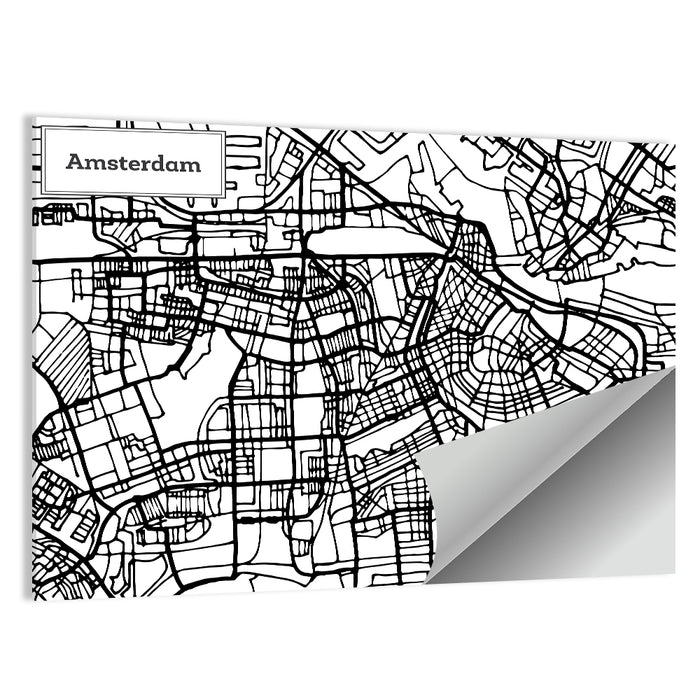 Amsterdam Canals Map Wall Art as a poster print