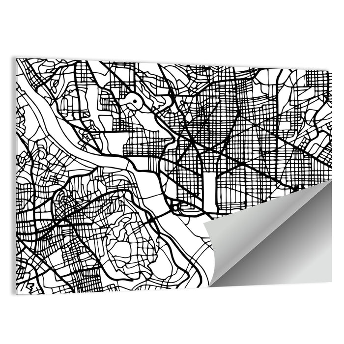 Washington Dc Street Grid Map Wall Art as a poster print