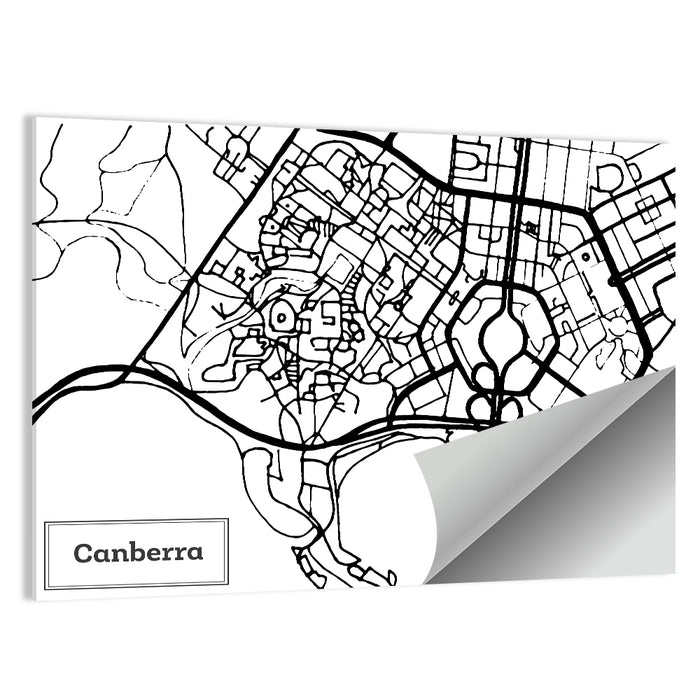 Canberra Street Network Map Wall Art as a poster print