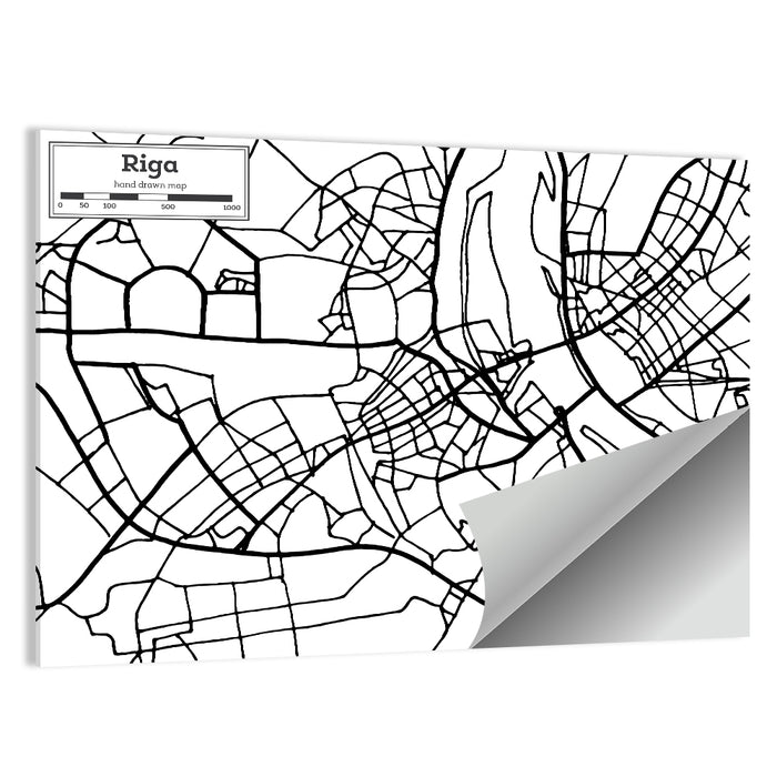 Riga City Map Wall Art as a poster print