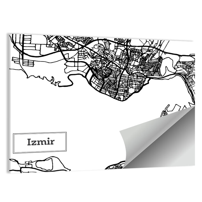 Izmir Coastal Map Wall Art as a poster print