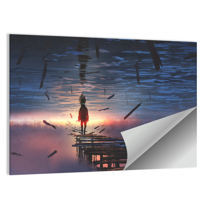 Surreal Sunset Over Mirrored Lake Wall Art as a poster print