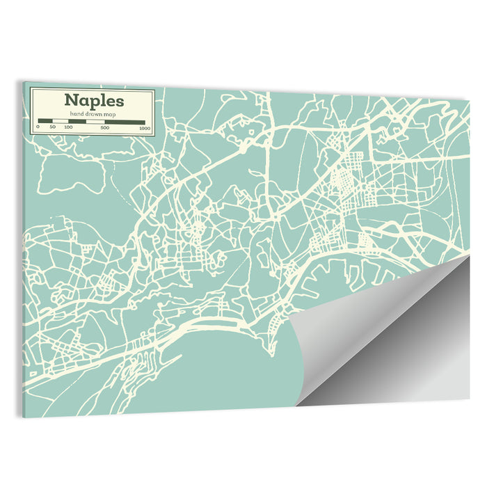 Naples Coastal Map Wall Art as a poster print