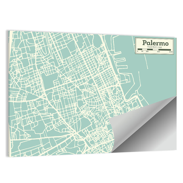 Palermo Coastal Map Wall Art as a poster print