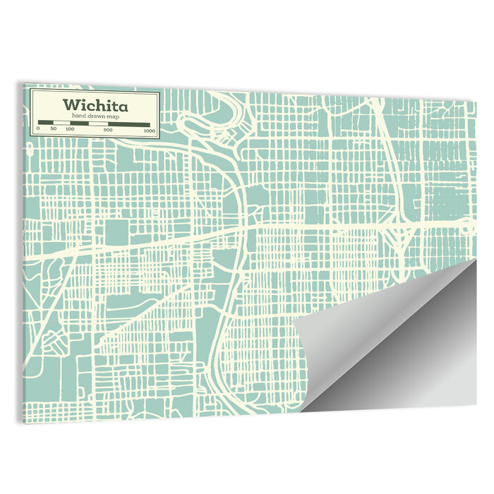 Wichita Kansas Map Wall Art as a poster print