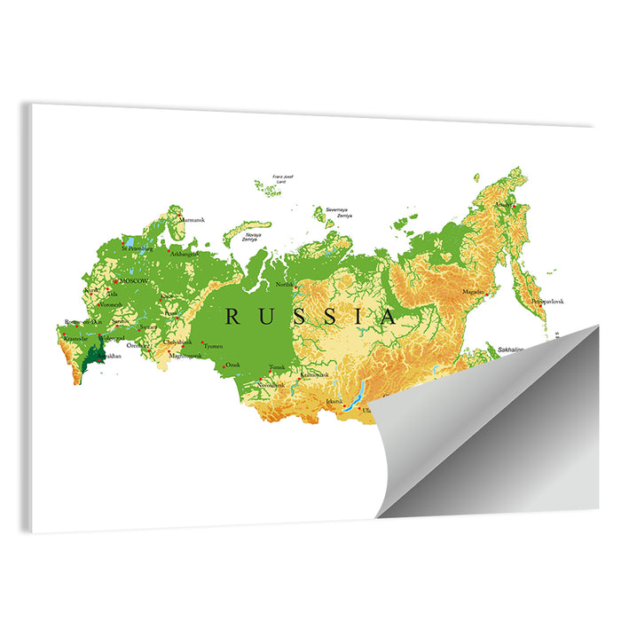 Russia Topographic Relief Map Wall Art as a poster print