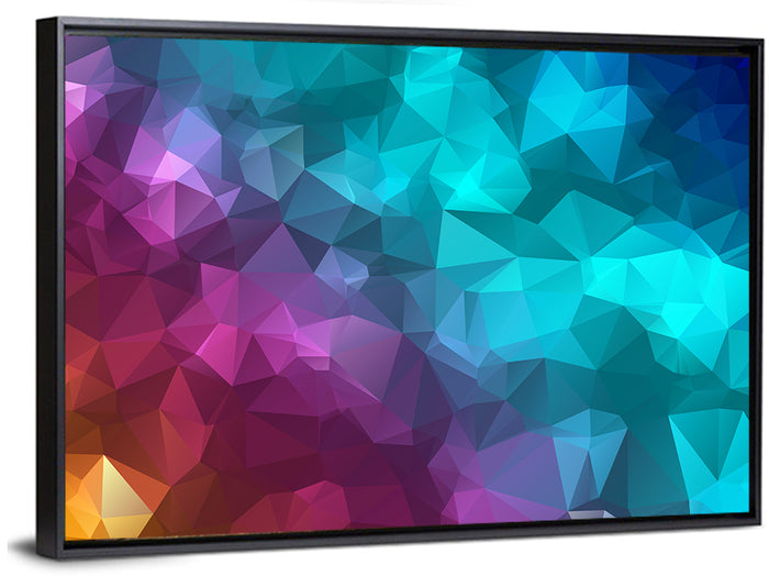 Multicolor Polygon Geometry Wall Art as a framed canvas