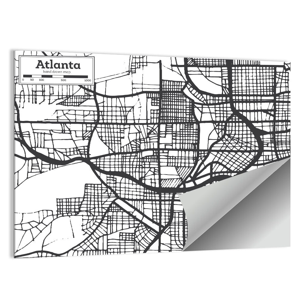 Atlanta Hand-drawn City Map Wall Art