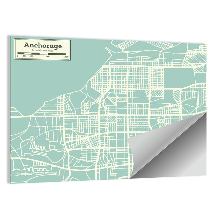 Anchorage, Alaska Map Wall Art as a poster print