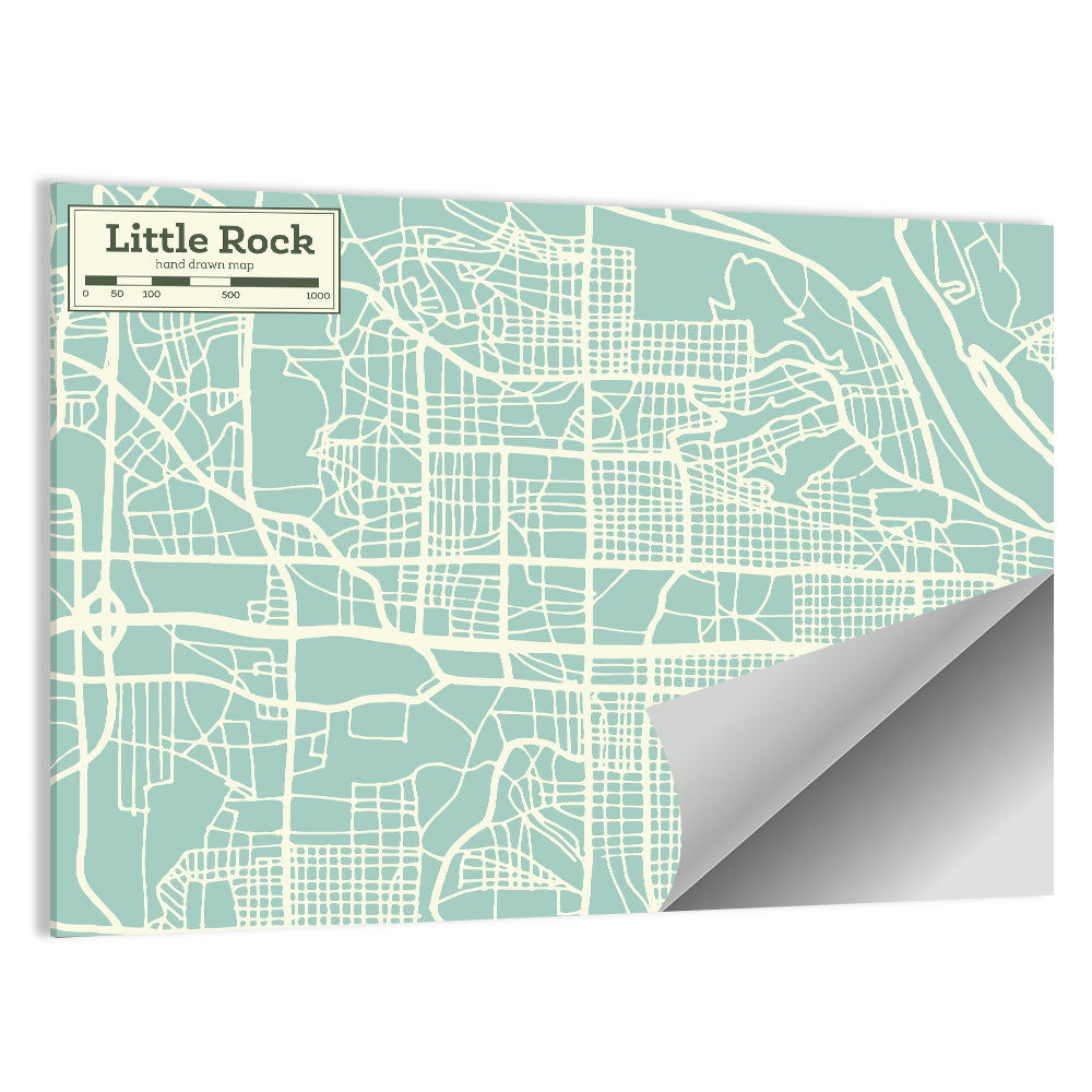 Little Rock Street Grid Map Wall Art