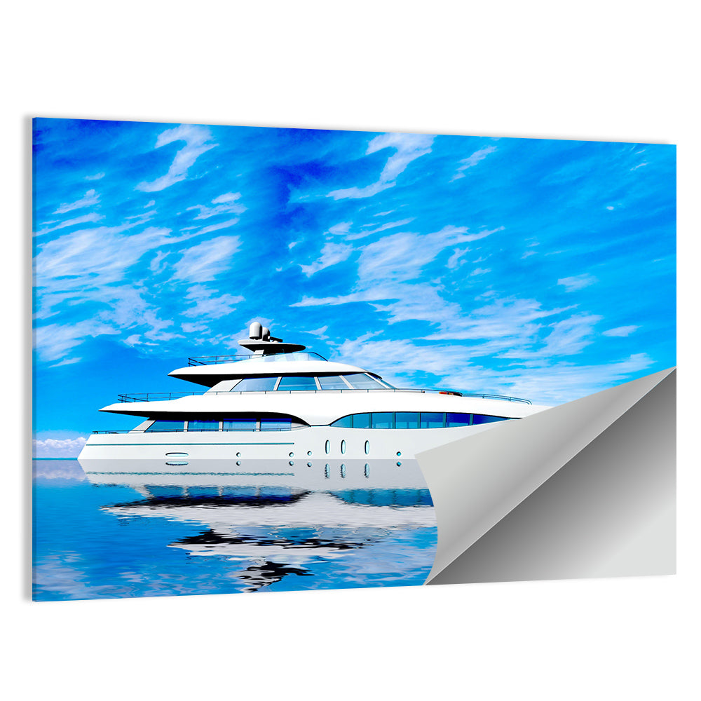 Blue Yacht Reflection Wall Art