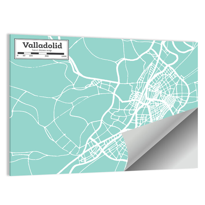 Valladolid Street Grid Map Wall Art as a poster print