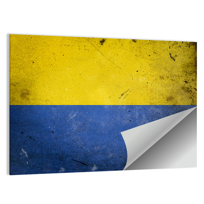 Distressed Ukraine Flag Wall Art as a poster print