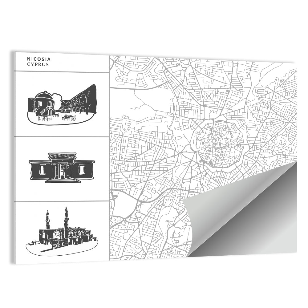 Nicosia City Map Wall Art