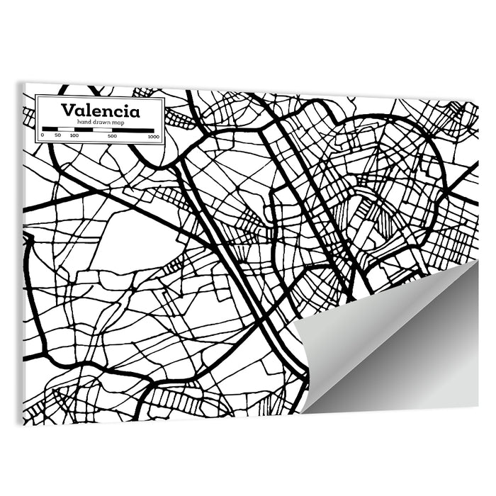 Valencia Street Network Map Wall Art as a poster print