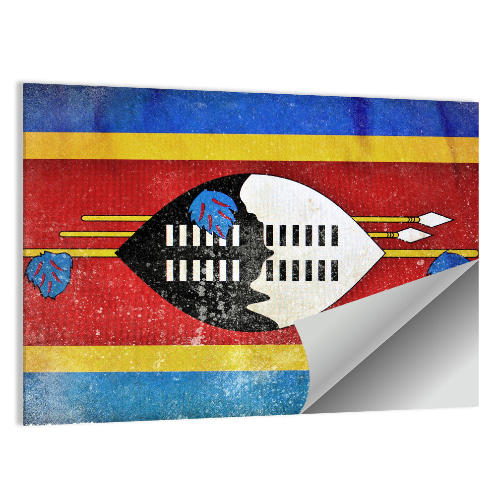 Eswatini Flag with Shield Emblem Wall Art