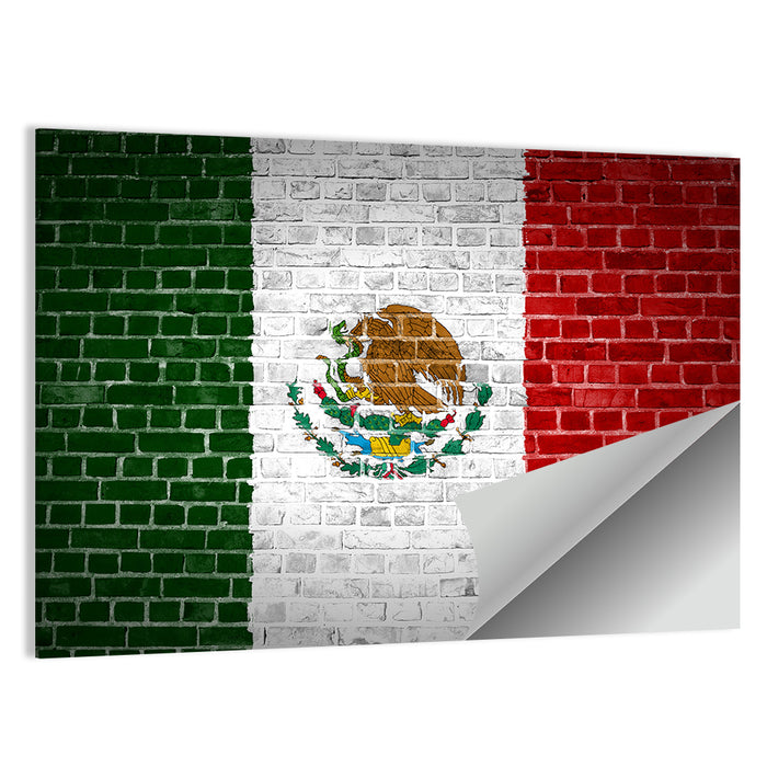 Weathered Mexico Flag with Coat of Arms Wall Art as a poster print