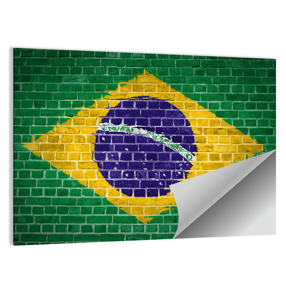 Brazilian Flag Brick Mural Wall Art