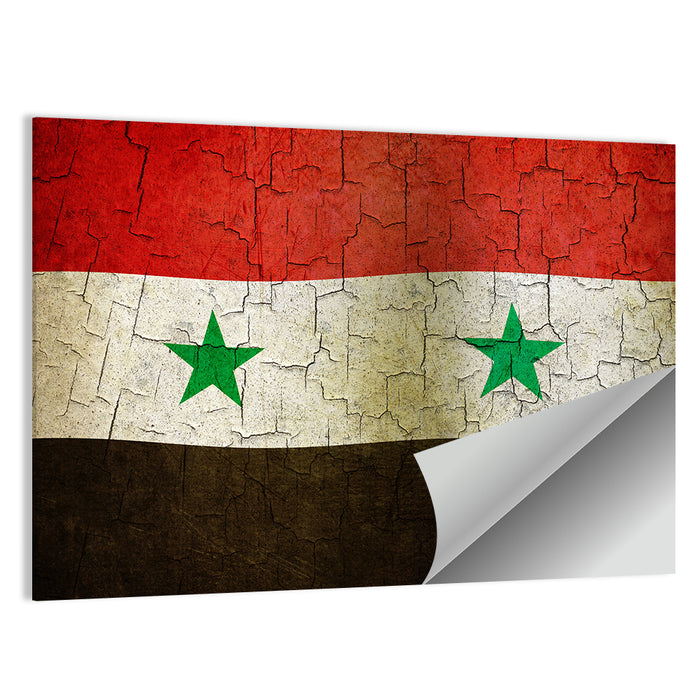Syrian Flag Weathered Texture Wall Art as a poster print