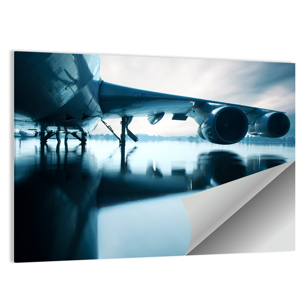 Aircraft Over Reflective Water Wall Art