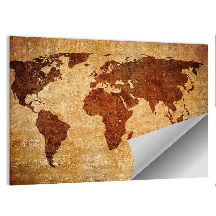Grunge World Map Wall Art as a poster print